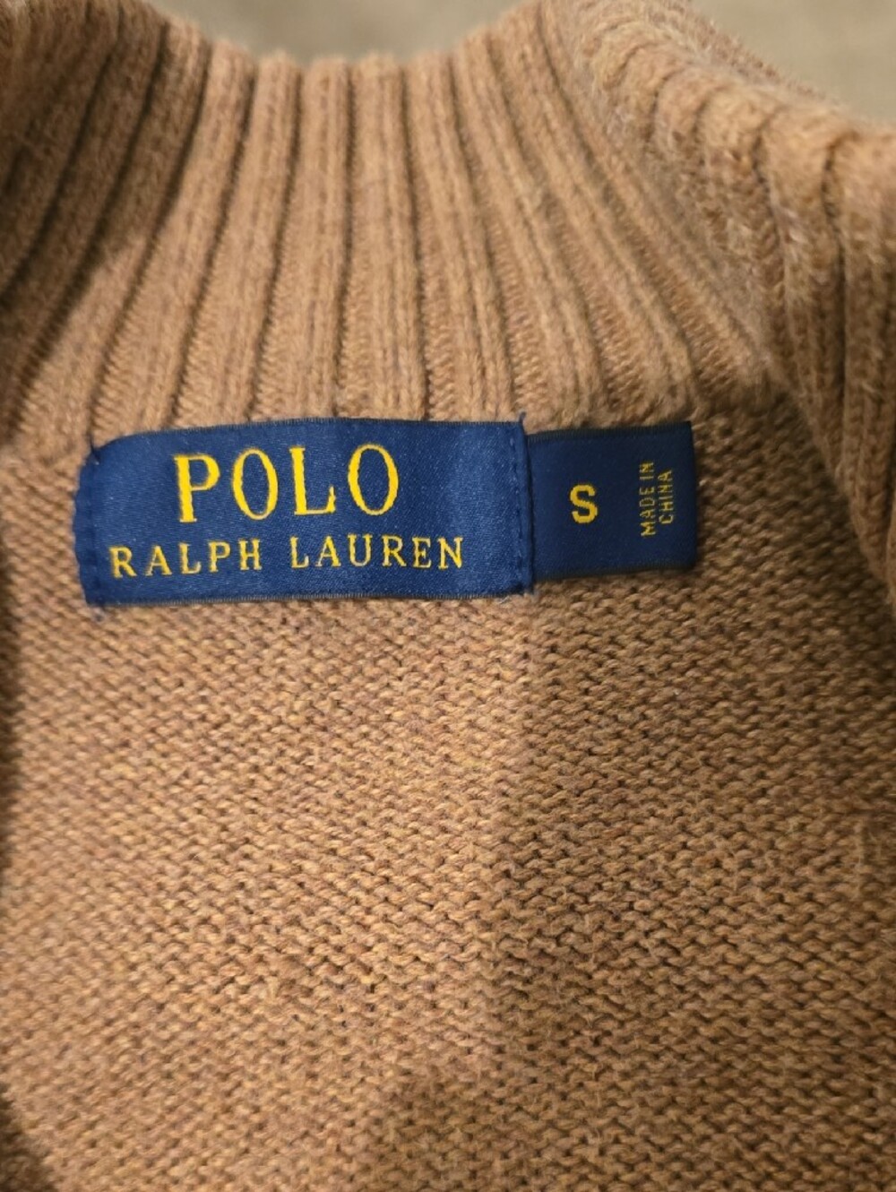 Polo by Ralph Lauren Men's Tan Zip-Neck Sweater with Pony Logo - Picture 2 of 8